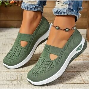 Women'S Woven Orthopedic Breathable Soft Shoes Go Walking Slip on Diabetic Foam